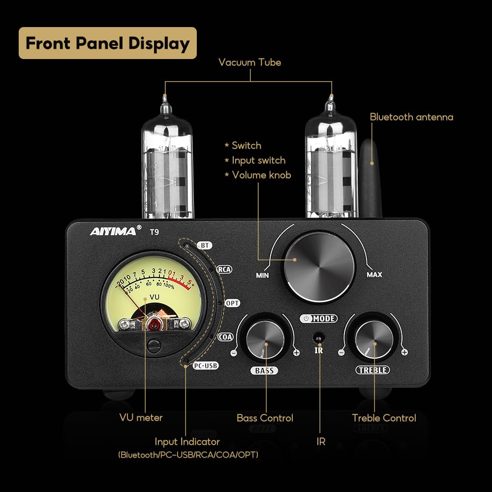 AIYIMA T9 Bluetooth Stereo Amplifier with Versatile Connectivity